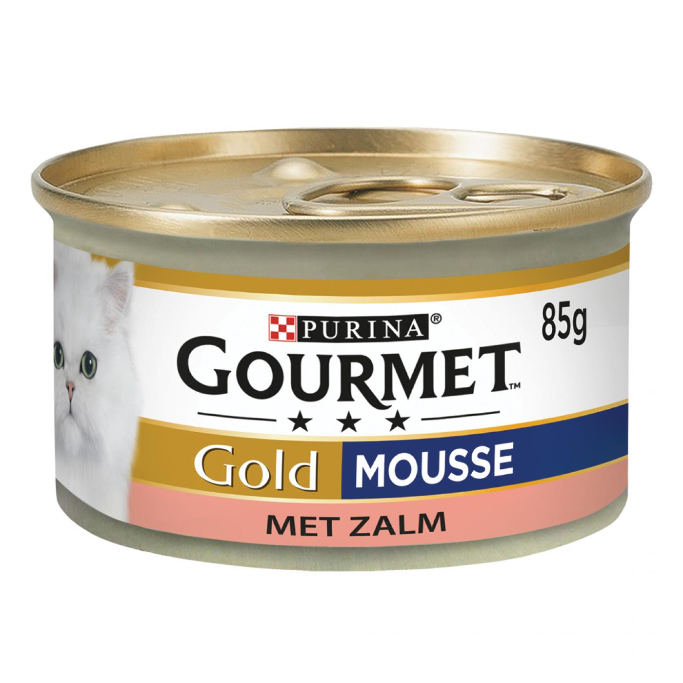 Gourmet Gold Mousse Zalm 85gr natvoer voor katten met zachte mousse en zalm