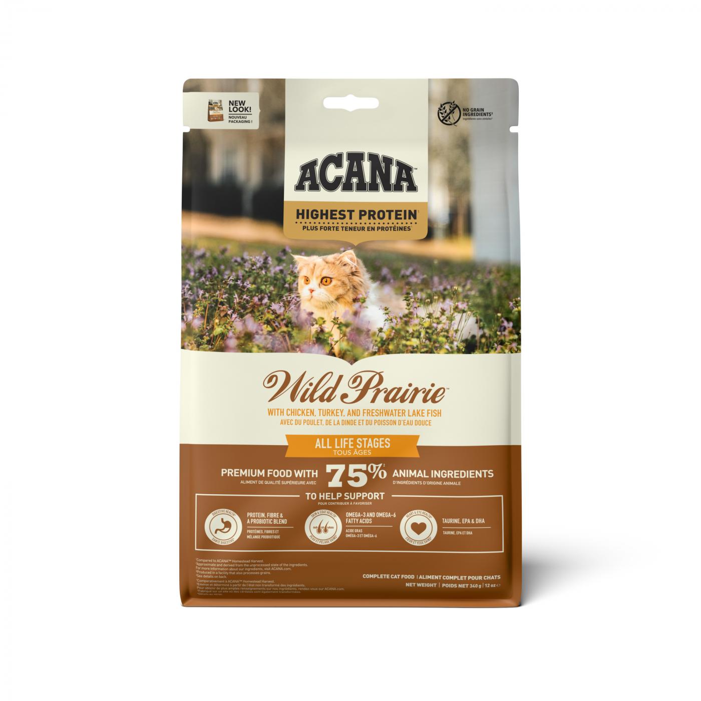 Acana Highest Protein Cat Wild Prairie Chicken, Turkey & Lake Fish 340gr graanvrij kattenvoer