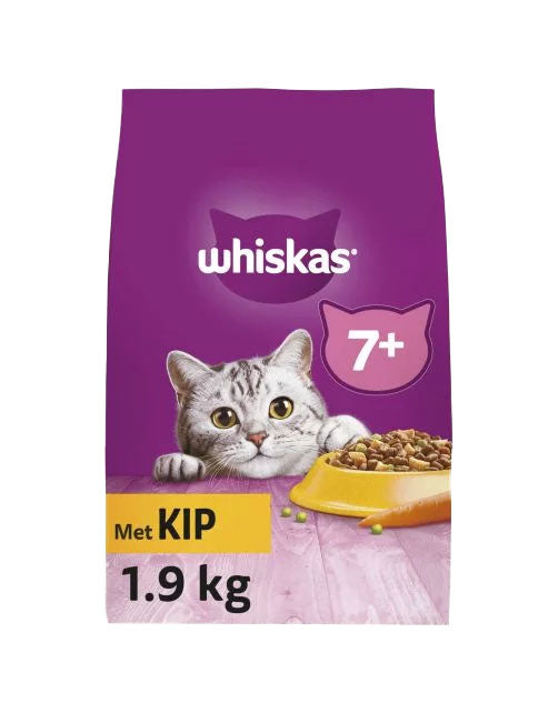 Whiskas 7+ Senior Droogvoer – Kip – Volledig Kattenvoer – 1,9 kg
