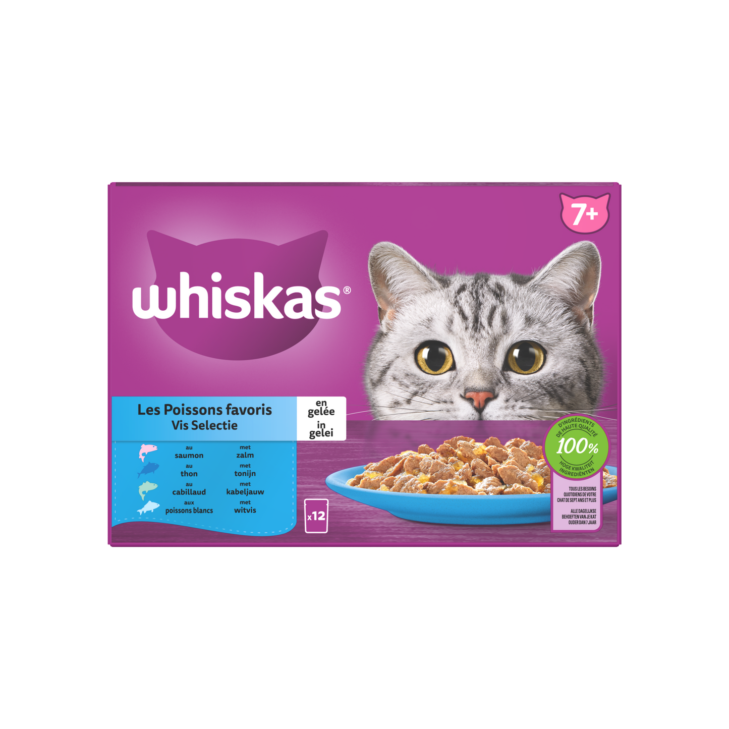 Whiskas Senior 7+ vis selectie in gelei 12x85gr maaltijdzakjes kattenvoer