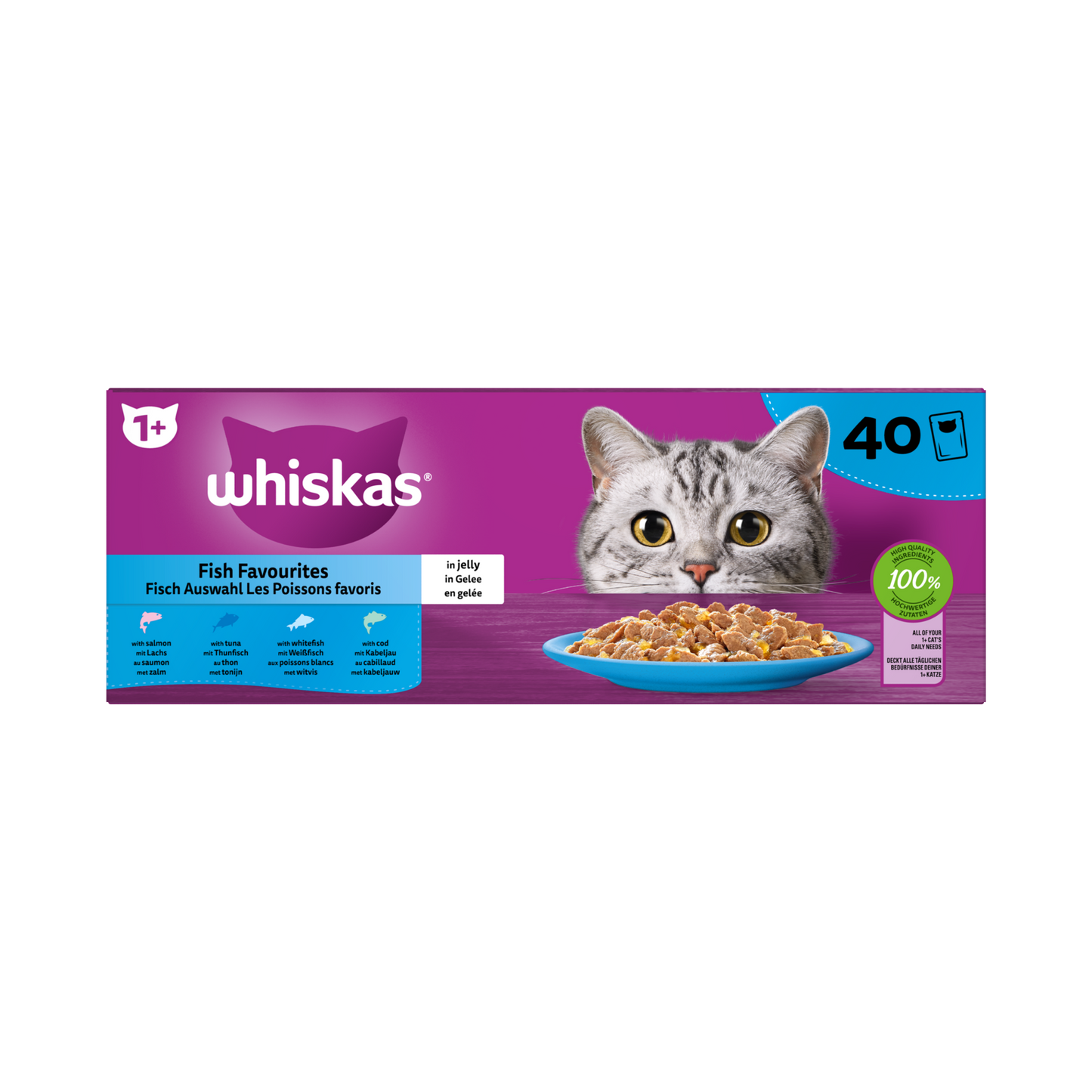 Whiskas Adult vis selectie in gelei 40x85gr maaltijdzakjes kattenvoer
