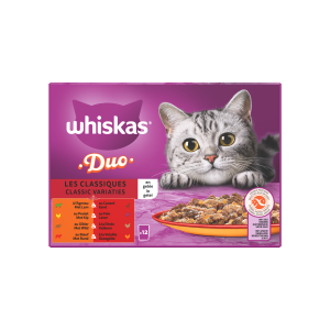 Whiskas Duo Classic multipack 12x85gr – nat kattenvoer in gelei voor volwassen katten