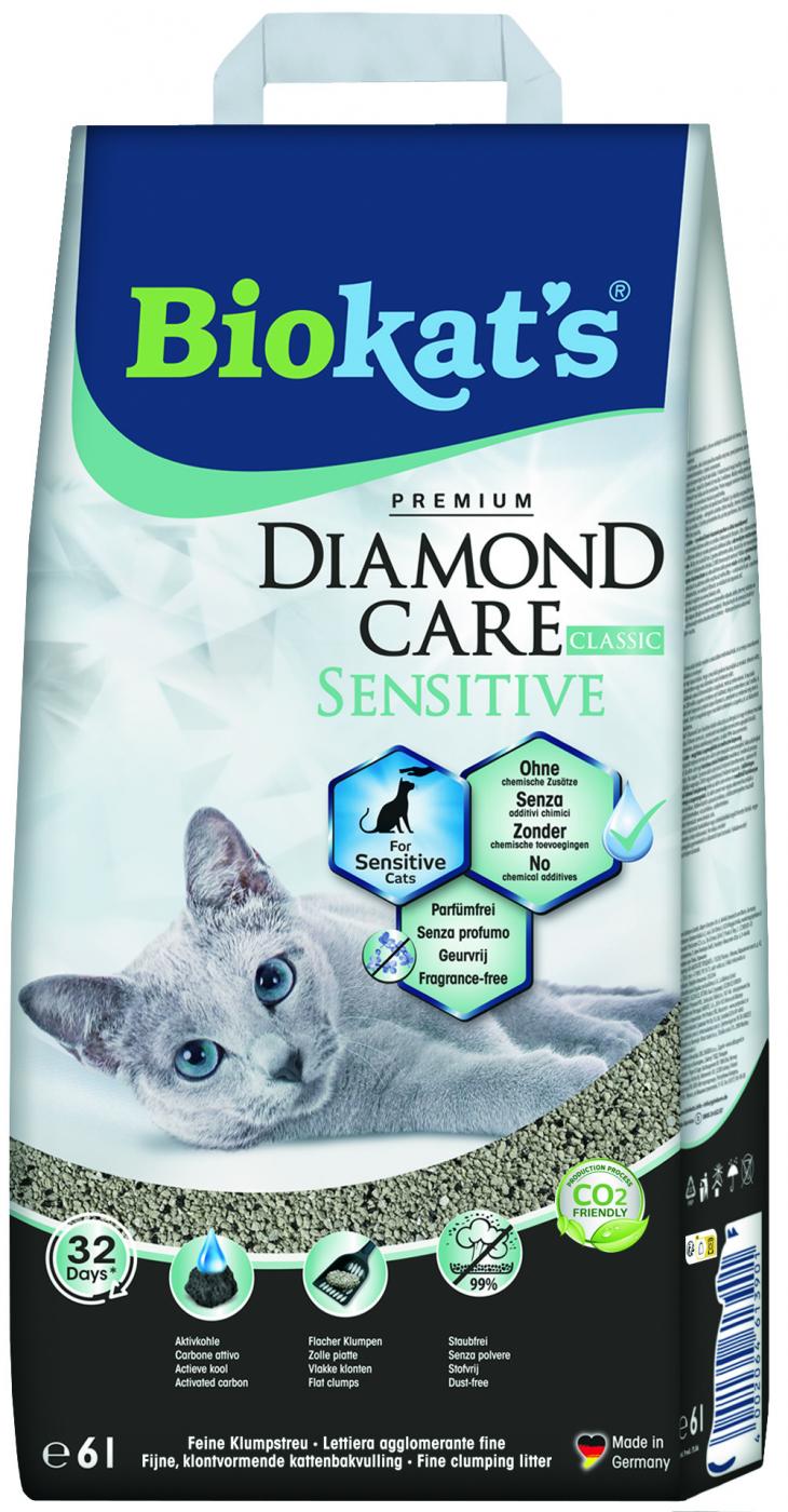 Biokat’s Diamond Care Sensitive 6L – geurvrije klontvormende kattenbakvulling