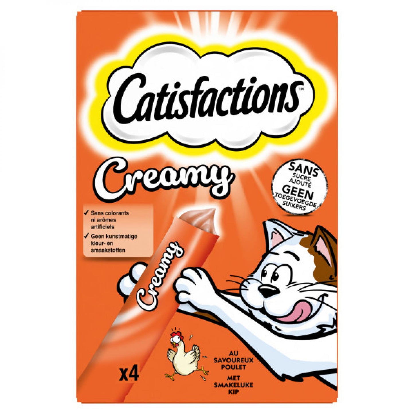 Catisfactions creamy kip 4x10gr – romige kattensnack