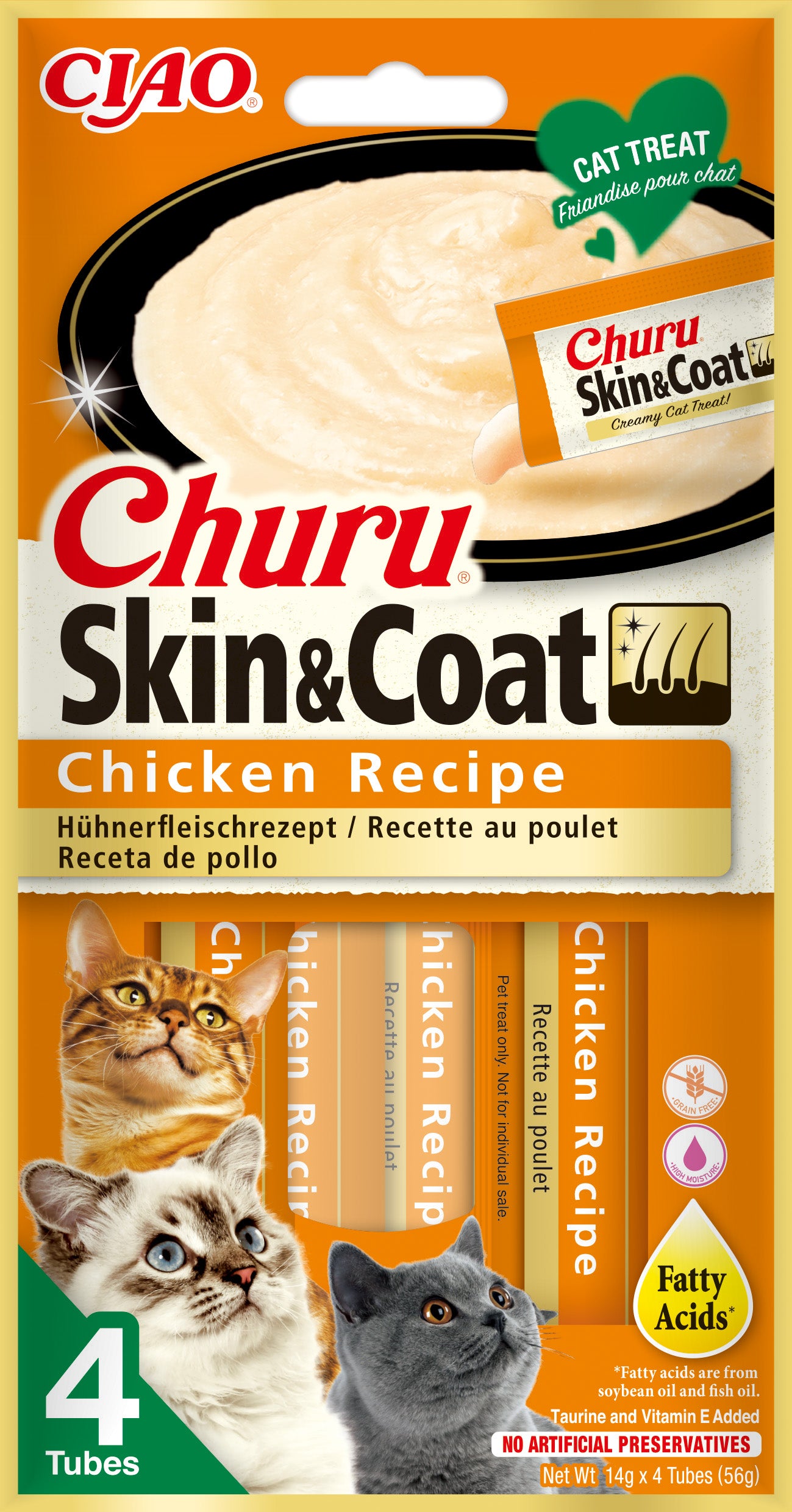 Inaba Ciao Churu Skin & Coat Kip – 4 x 14 g