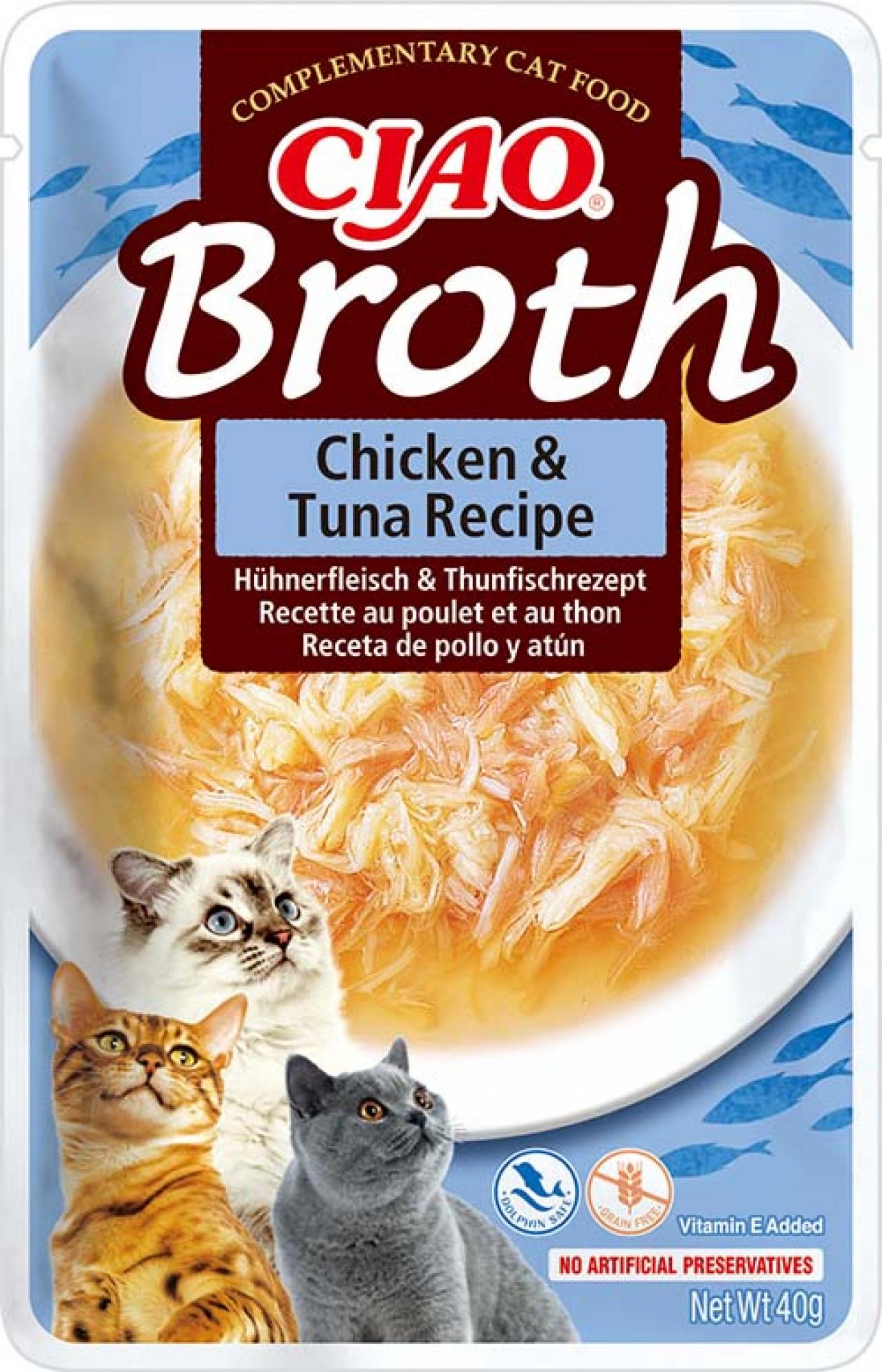 Inaba Ciao Broth Kip met Tonijn kattenbouillon 40 g zakje voorkant