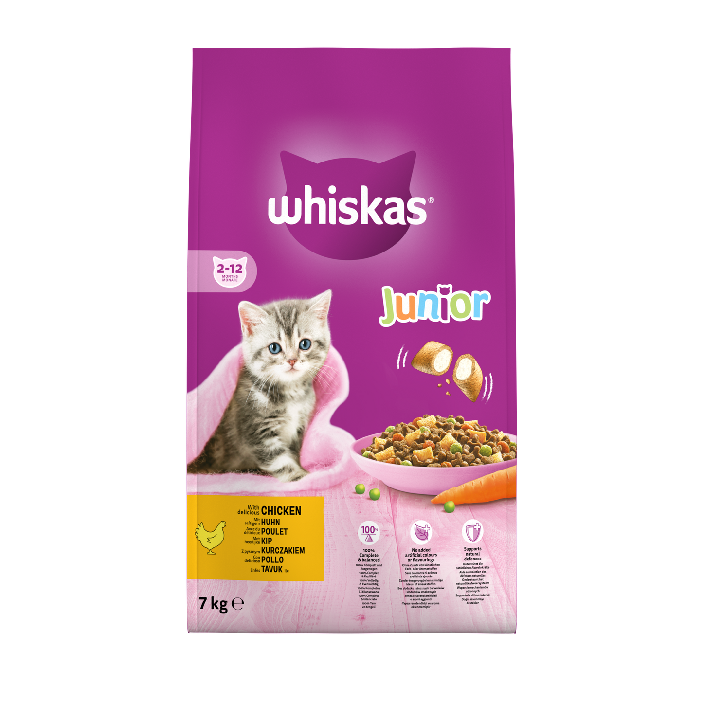 Whiskas kittens kip droogvoer 7 kg verpakking