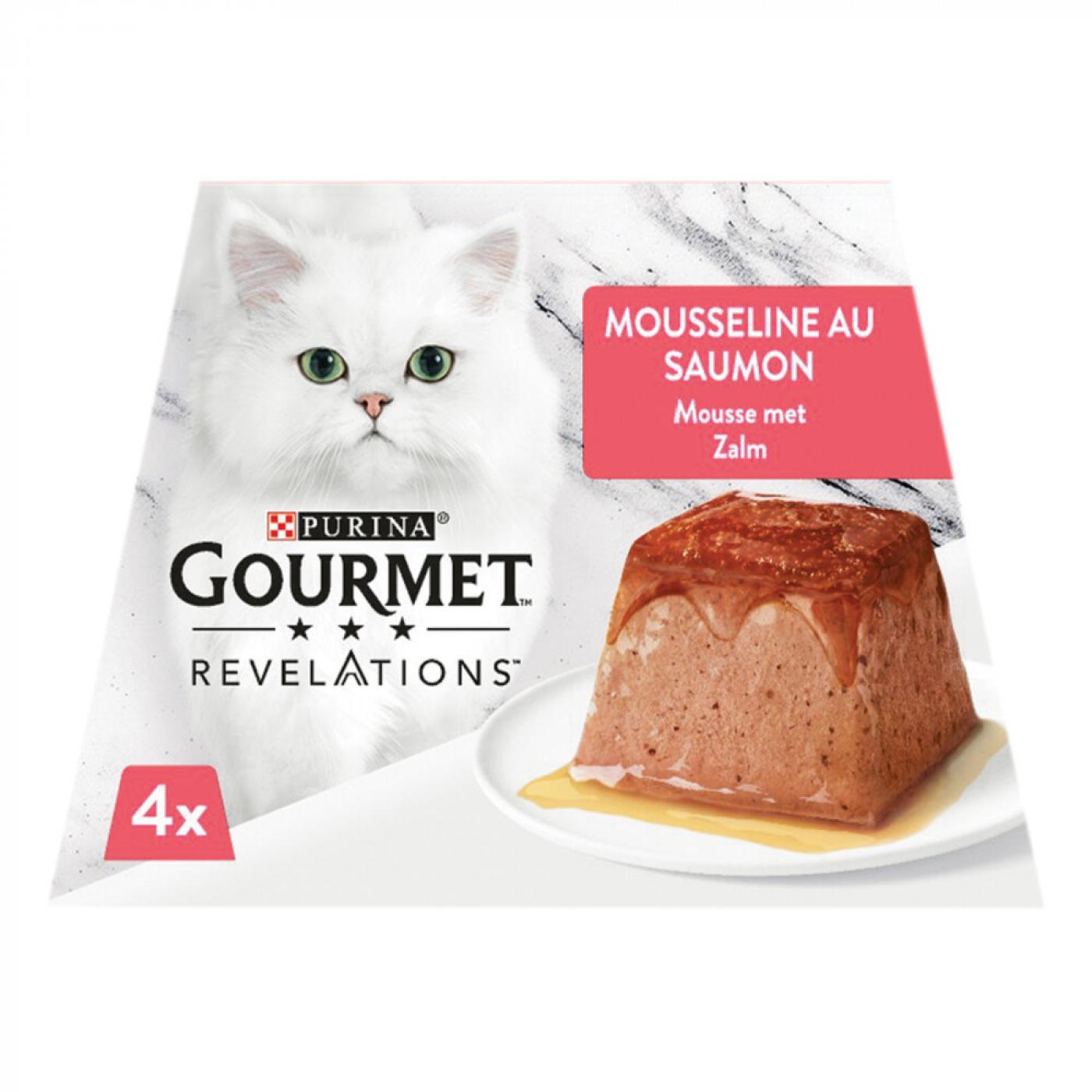 Gourmet Revelations mousse zalm 4x57gr – natvoer voor katten met zalm en saus