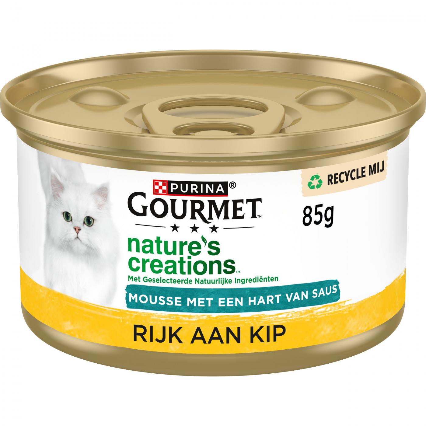 Gourmet Nature’s Creations Mousse met Saus Kip 85gr natvoer voor katten met zachte mousse