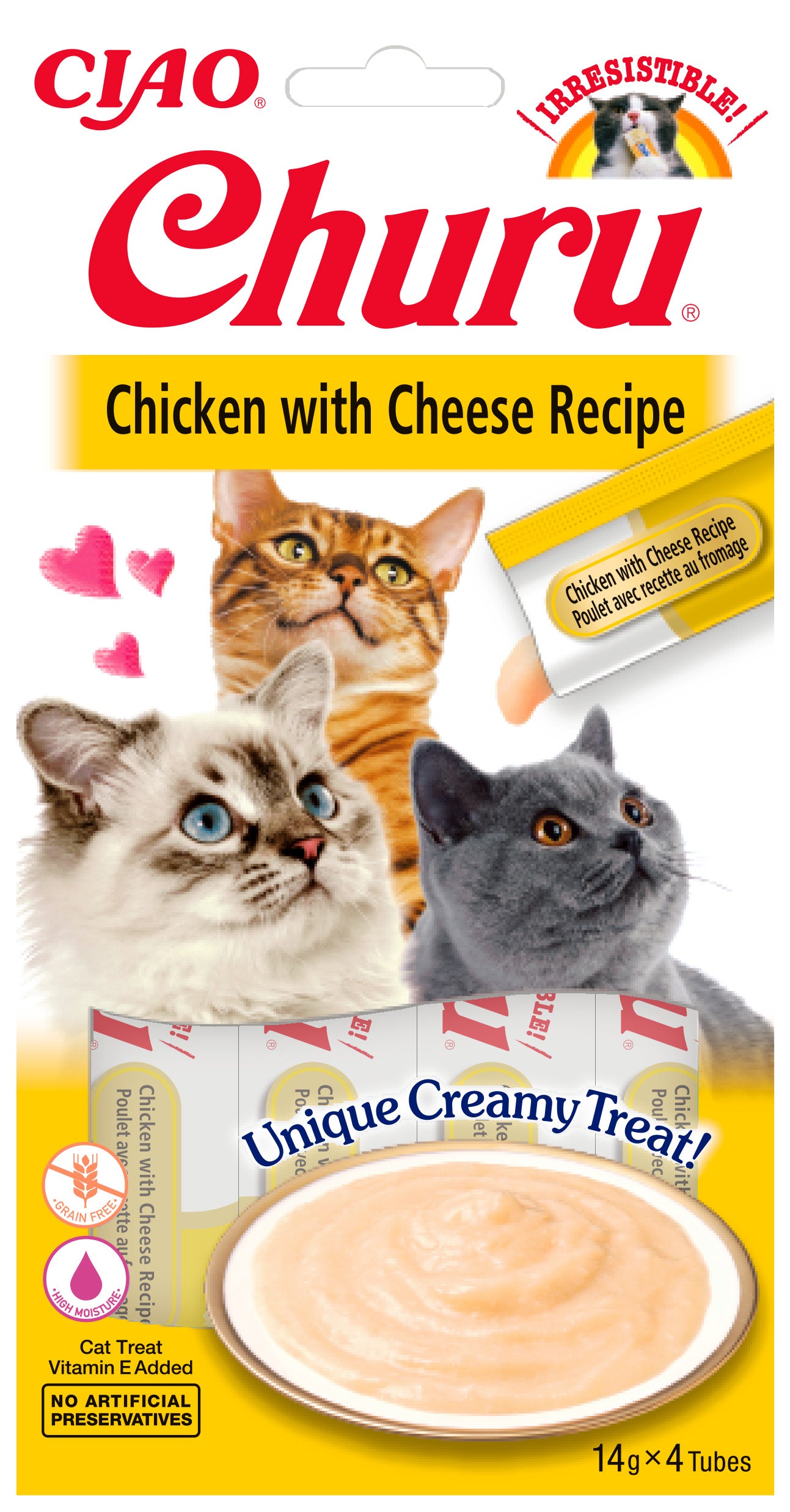 Inaba Ciao Churu Kattensnack Kip & kaas – 4 x 14 g