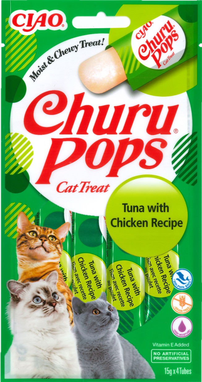 Inaba Ciao Churu Pops Tonijn & kip – 4 x 15 g