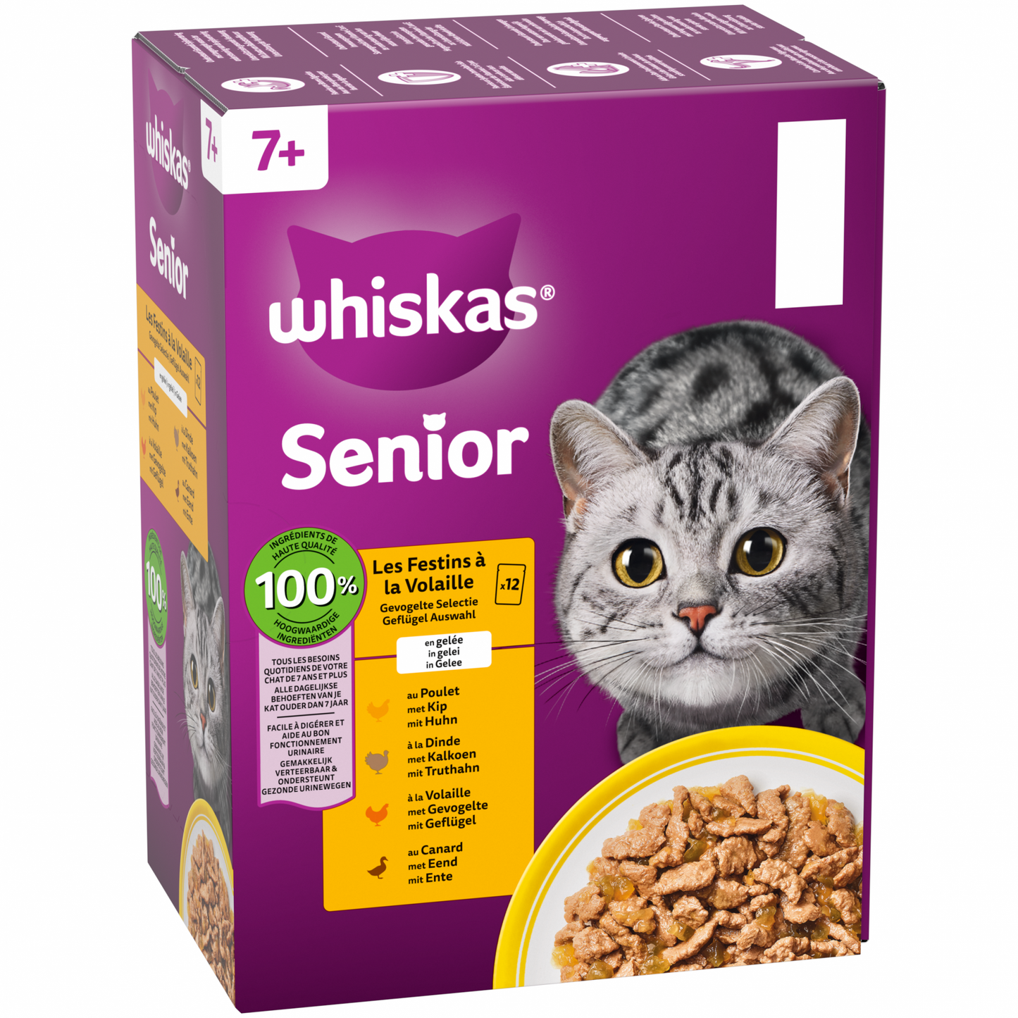Whiskas Senior 7+ gevogelte selectie in gelei 12x85gr maaltijdzakjes kattenvoer