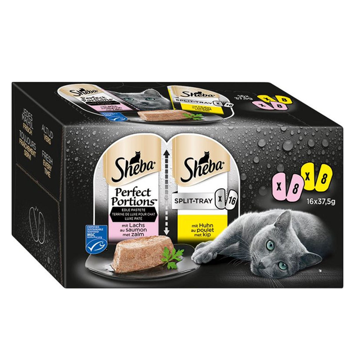 Sheba Perfect Portions – Zalm & Kip – Luxe Kattenvoer – 16x37,5g