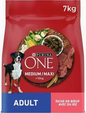 Purina One 7kg Medium/Maxi Adult Rund & Rijst Purina ONE Hondenvoer