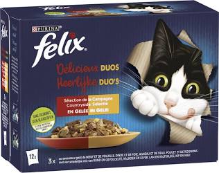 Felix Delicious Duos – Kattenvoer in Gelei – 12x85g
