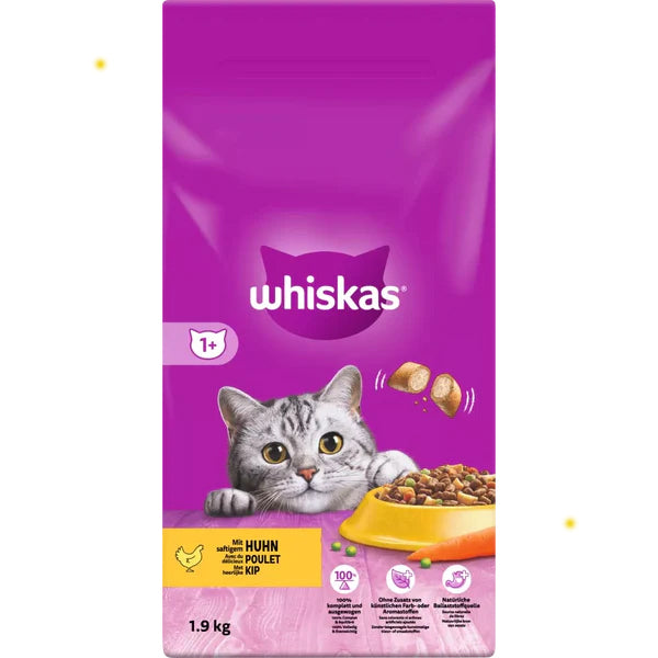 Whiskas 1+ Droogvoer – Kip – Volledig Kattenvoer – 1,9 kg