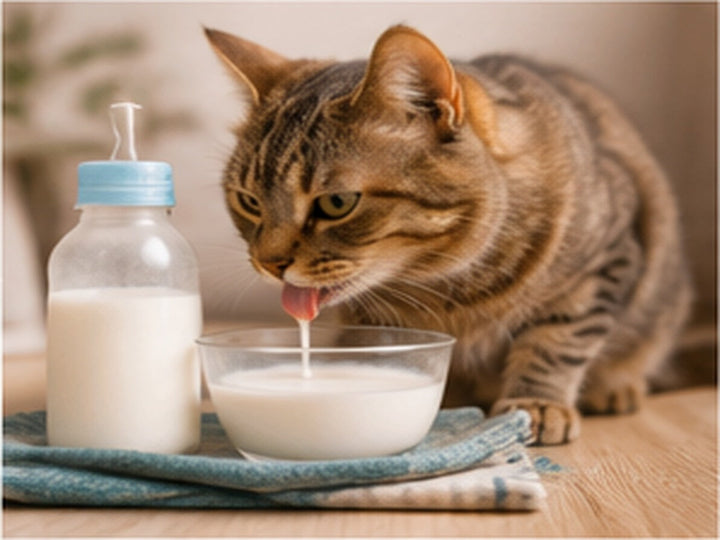 Kat drinkt kattenmelk uit een schaaltje