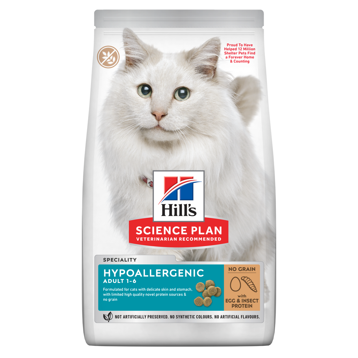 Hill's Science Plan Adult Hypoallergenic Egg en Insect Protein droog kattenvoer 1,5 kg verpakking voorkant