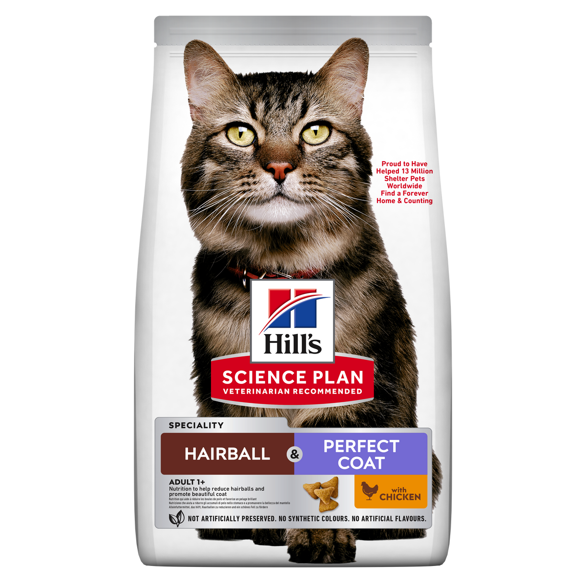 Hill's Science Plan Adult Haarbalcontrole en Perfect Coat droog kattenvoer 1,5 kg verpakking voorkant
