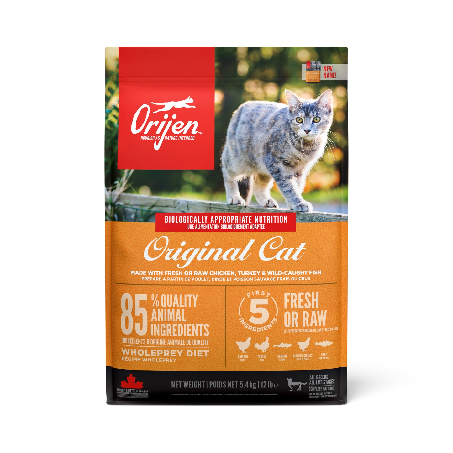 Orijen Cat WholePrey Original 5,4kg – graanvrij kattenvoer met kip, kalkoen en vis voor katten van alle leeftijden