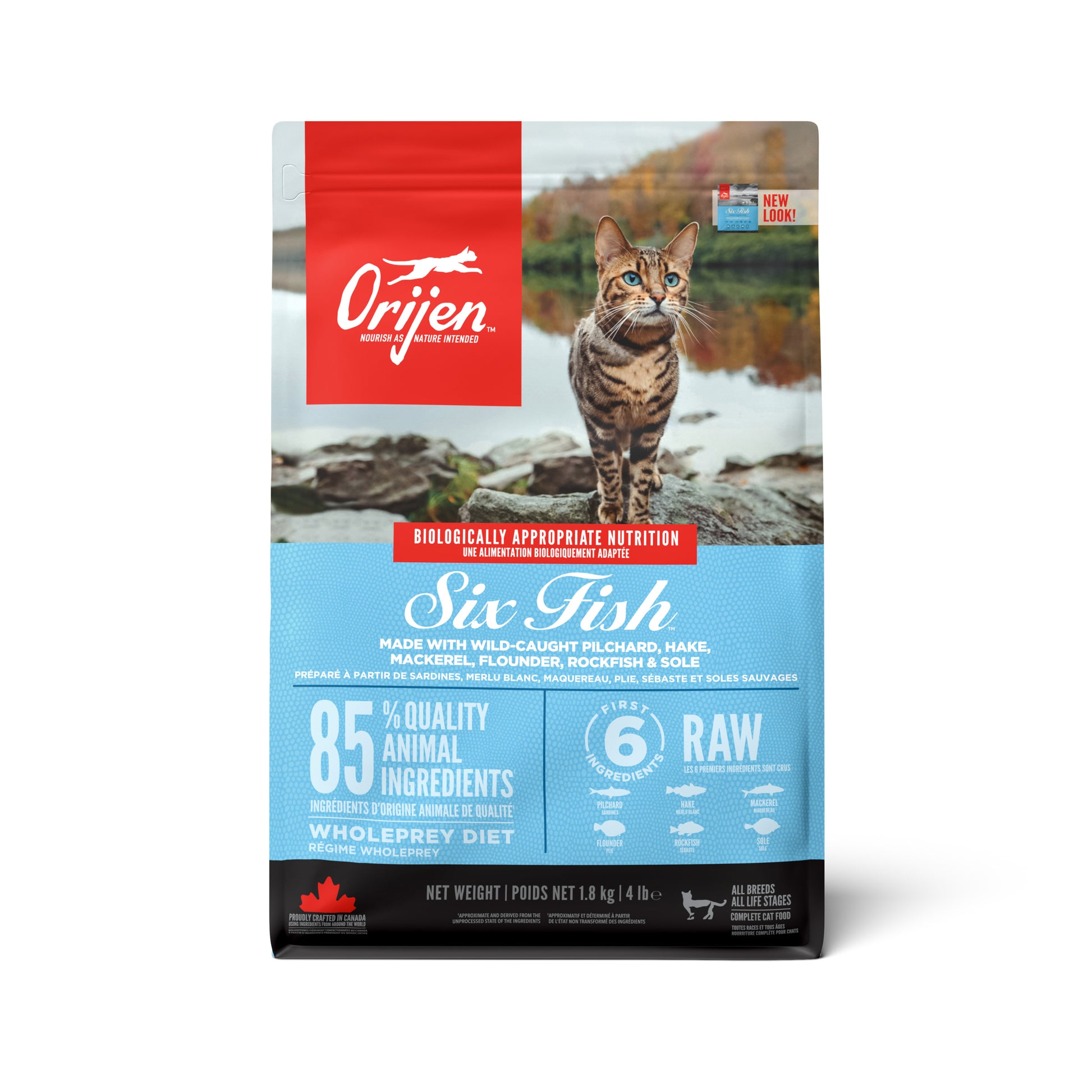 ORIJEN Six Fish Cat droog kattenvoer 1,8 kg met zes soorten wild gevangen vis voor volwassen katten