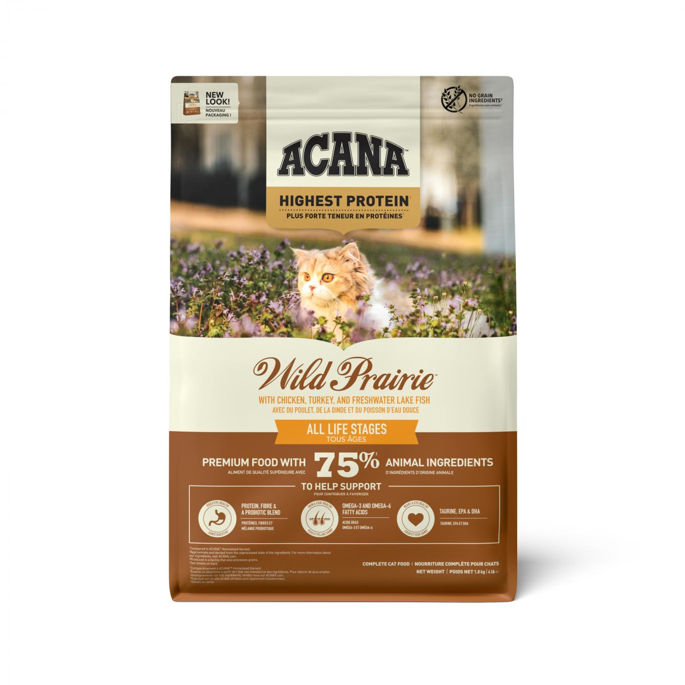 Acana Highest Protein Cat Wild Prairie Chicken, Turkey & Lake Fish 1,8kg graanvrij kattenvoer