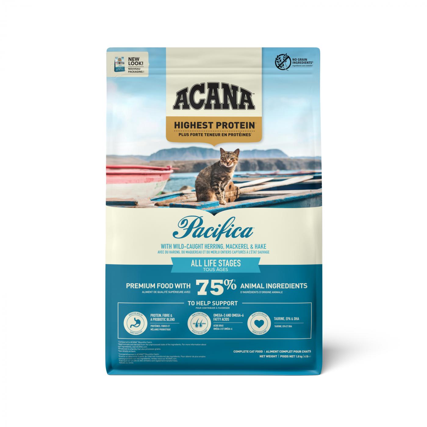 Acana Highest Protein Cat Pacifica Herring, Mackerel & Hake 1,8kg visrijk graanvrij kattenvoer