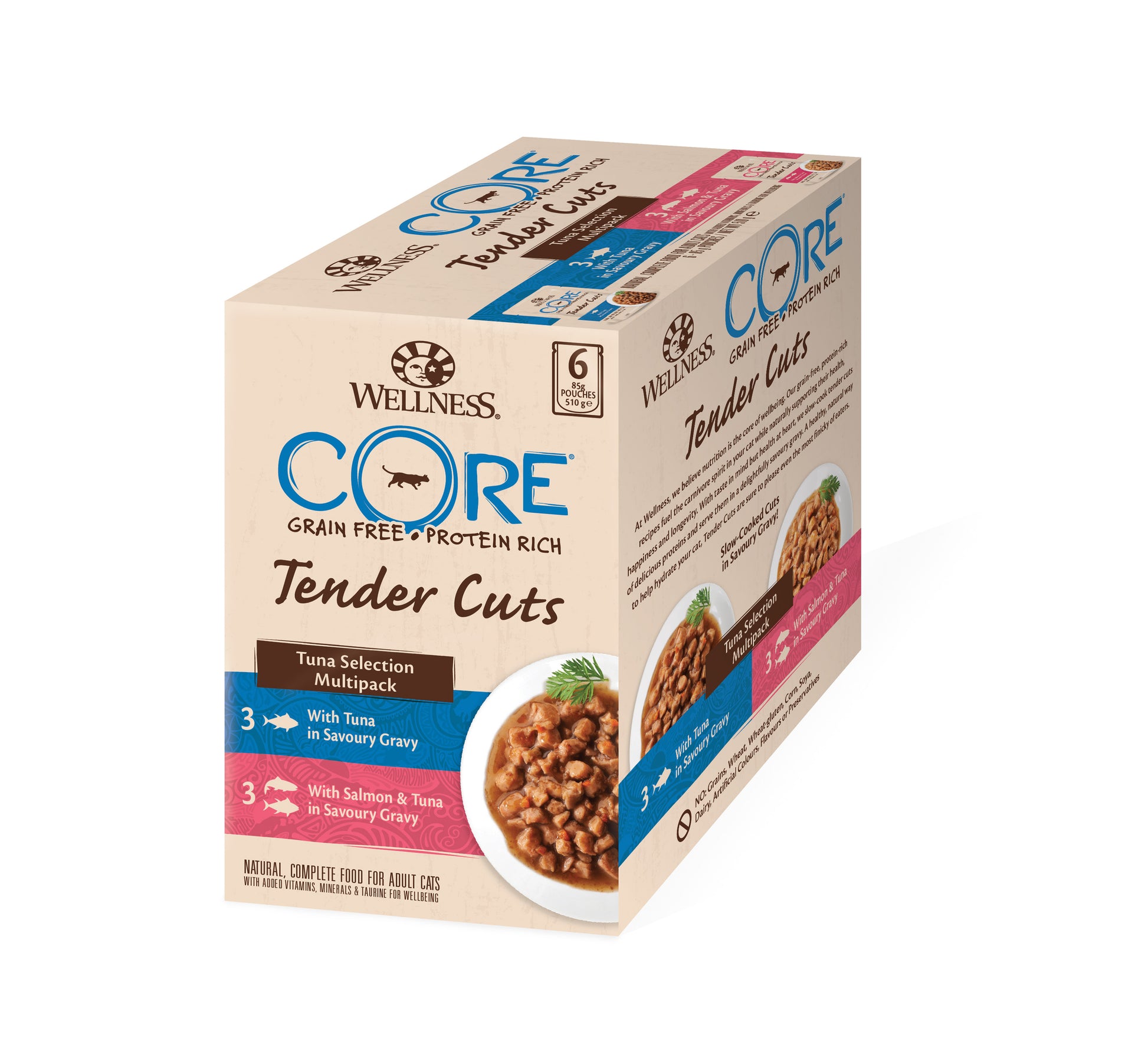Wellness CORE Tender Cuts Tonijnselectie – Natvoer – 6 × 85 g