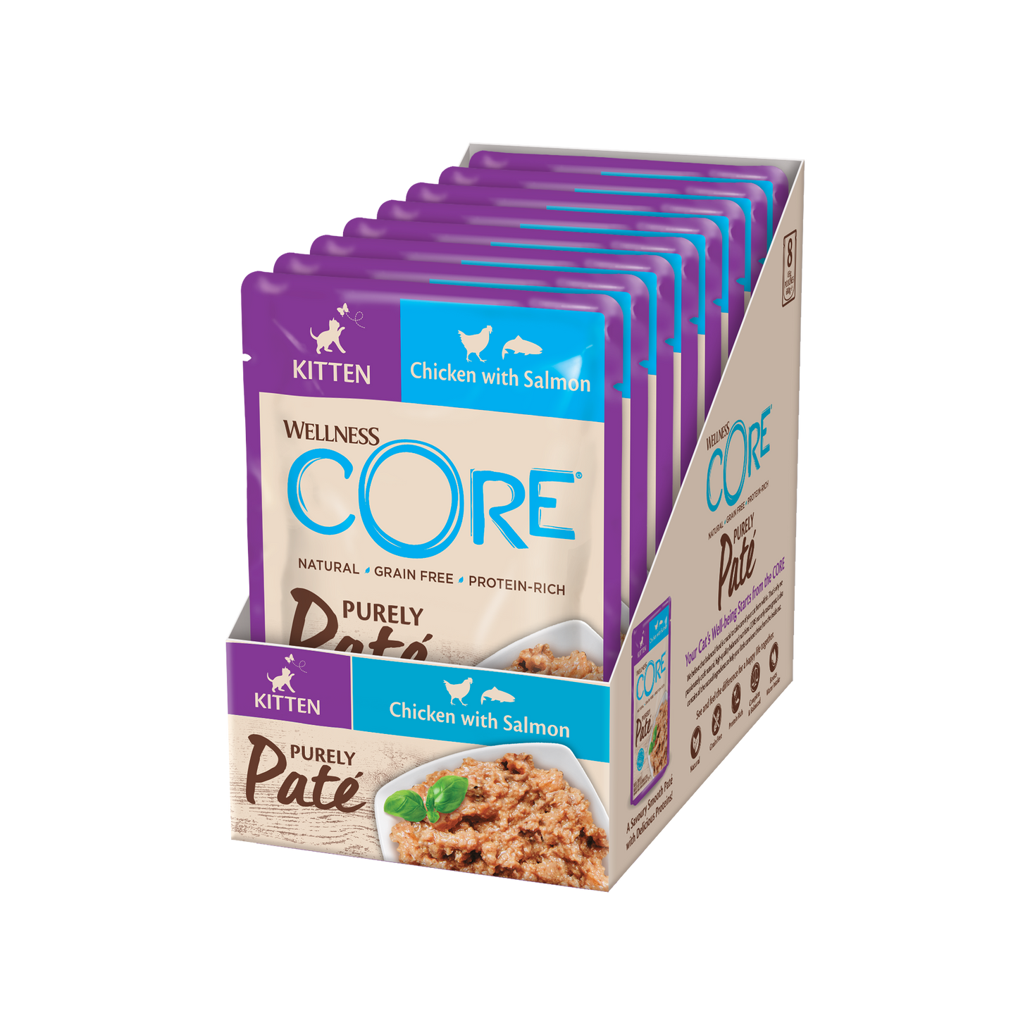 Wellness CORE Purely Paté Kip & Zalm voor Kittens – Natvoer – 85 g