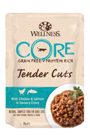 Wellness CORE Tender Cuts Kip & Zalm in Saus – Natvoer – 85 g