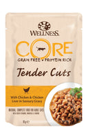 Wellness CORE Tender Cuts Kip & Lever in Saus – Natvoer – 85 g