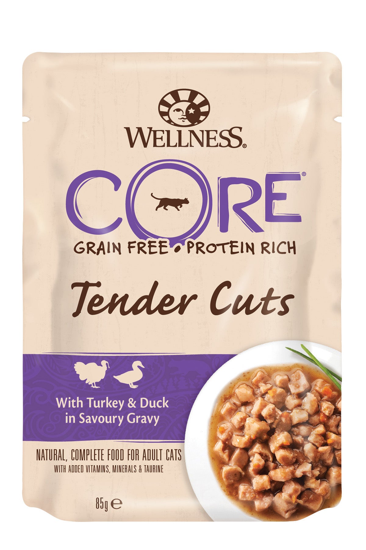 Wellness CORE Tender Cuts Kalkoen & Eend in Saus – Natvoer – 85 g