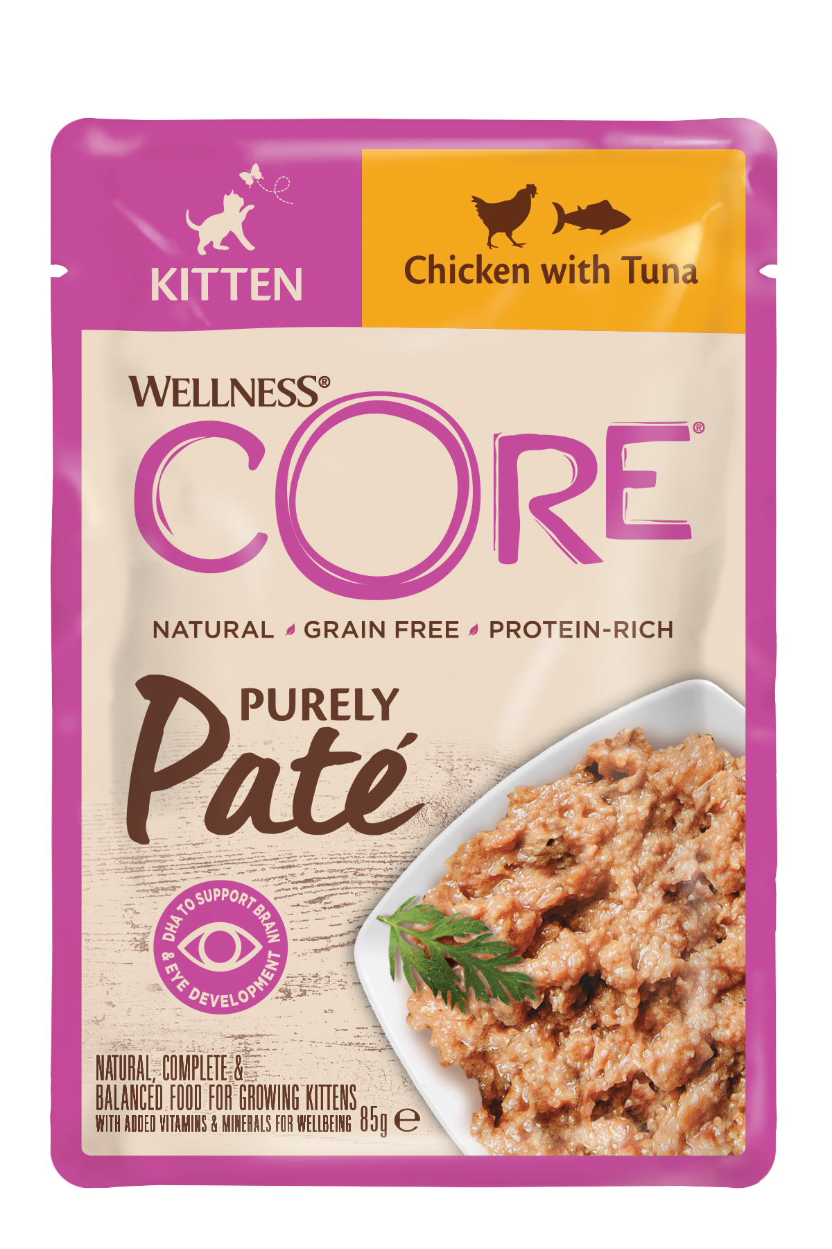 Wellness CORE Purely Paté Kip & Tonijn voor Kittens – Natvoer – 85 g