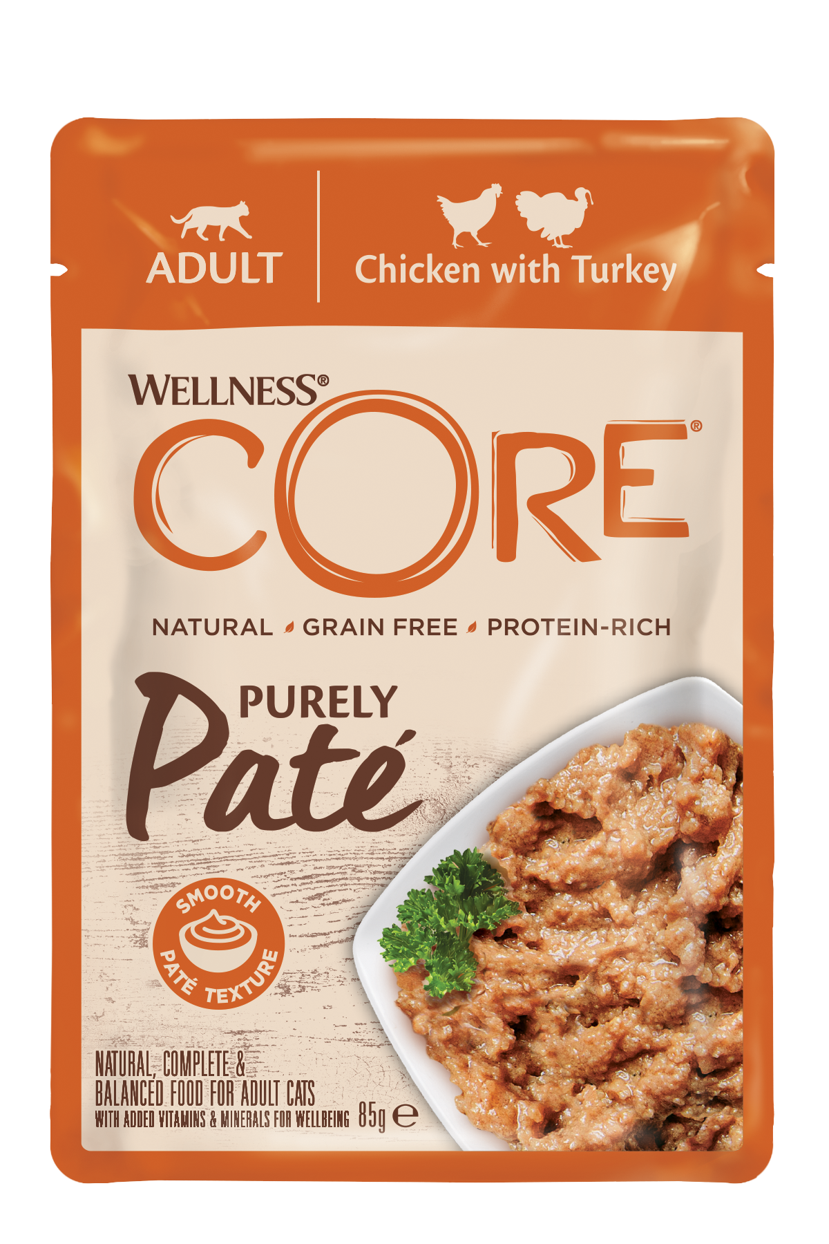 Wellness CORE Purely Paté Kip & Kalkoen – Natvoer – 85 g
