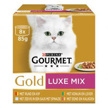Gourmet Gold luxe mix – nat kattenvoer multipack 8x85g met dubbele textuur