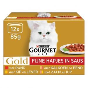 Gourmet Gold fijne hapjes multipack – nat kattenvoer in saus 12x85g