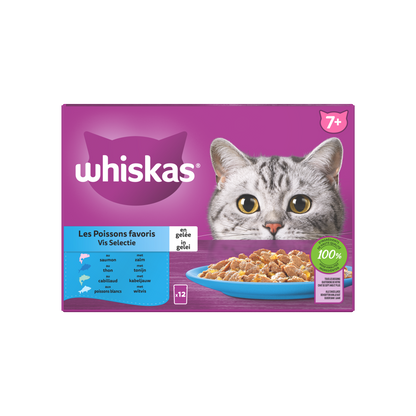 Whiskas Senior 7+ vis selectie in gelei 12x85gr maaltijdzakjes kattenvoer