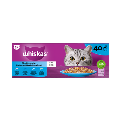 Whiskas Adult vis selectie in gelei 40x85gr maaltijdzakjes kattenvoer
