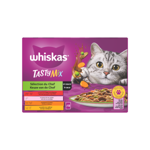Whiskas selectie van de chef 12x85gr – nat kattenvoer in saus met vlees vis en groenten
