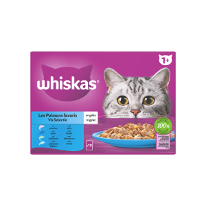 Whiskas 1+ vis selectie in gelei 12x85 g maaltijdzakjes