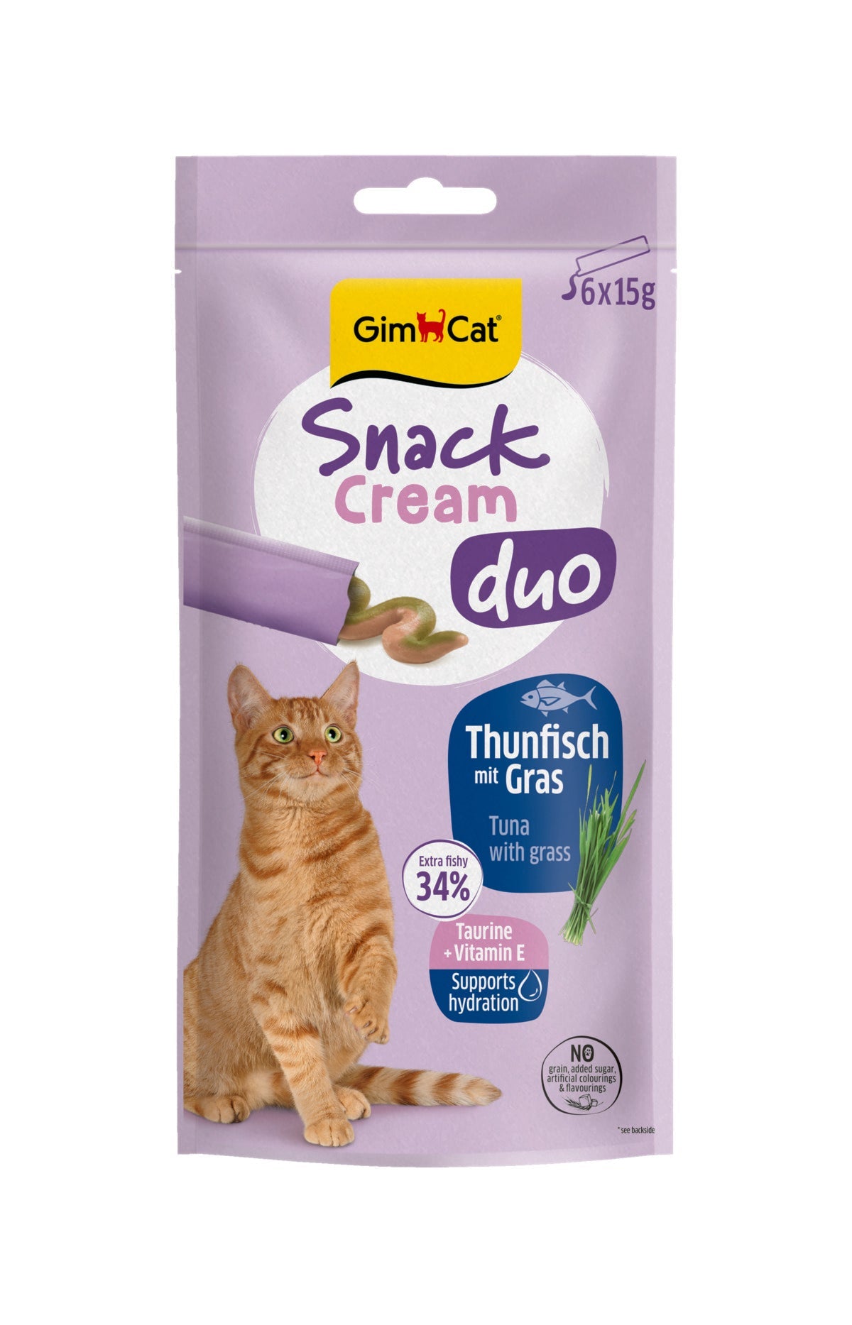 GimCat Snack Cream Duo Tonijn & Gras – 6 × 15 g