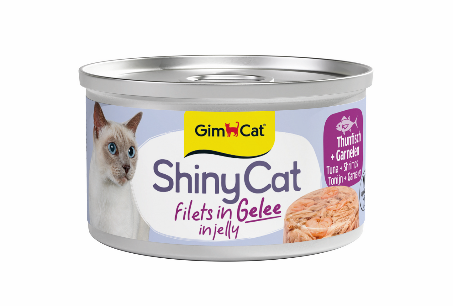 GimCat ShinyCat Filets In Gelei Tonijn & Garnalen – Nat Kattenvoer – 70 g