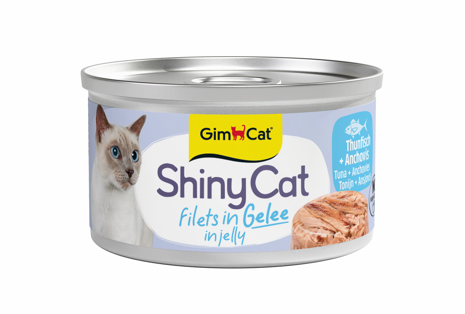 GimCat ShinyCat Filets In Gelei Tonijn & Anjovis – Nat Kattenvoer – 70 g