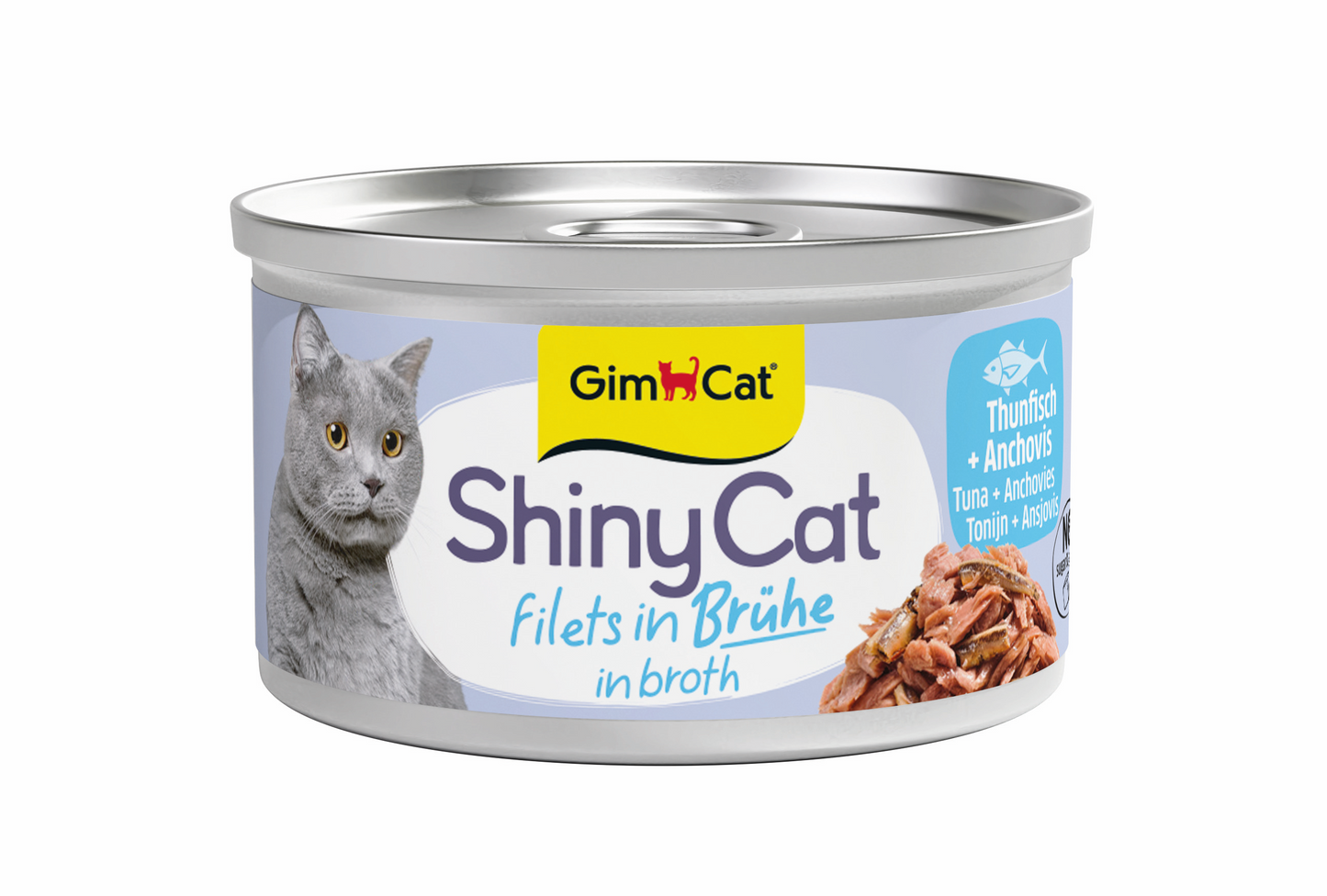 GimCat ShinyCat Filets In Bouillon Tonijn & Anjovis – Nat Kattenvoer – 70 g