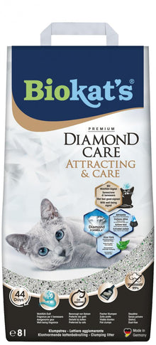 Biokat’s Diamond Care Attracting & Care 8L – klontvormende kattenbakvulling met actieve kool