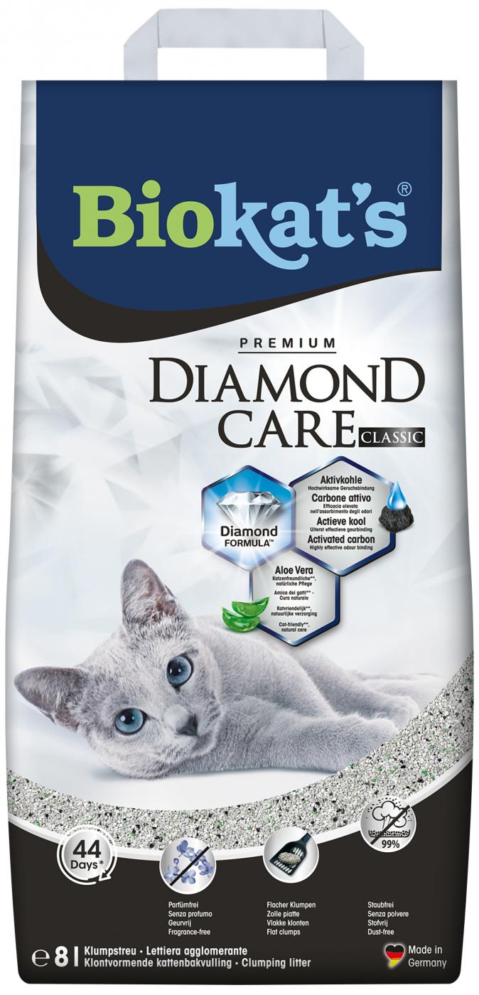Biokat’s Diamond Care Classic 8L – klontvormende kattenbakvulling met actieve kool