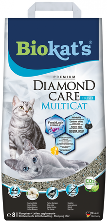 Biokat’s Diamond Care Fresh MultiCat 8L – klontvormende kattenbakvulling voor meerdere katten