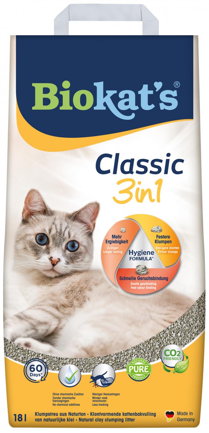 Biokat’s Classic 3in1 18L – klontvormende kattenbakvulling van natuurlijke klei