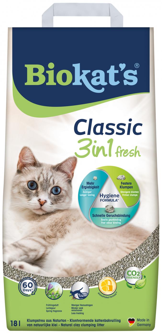 Biokat’s Classic 3in1 Fresh 18L – klontvormende kattenbakvulling met lentegeur