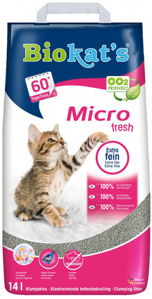 Biokat’s Micro Fresh 14L – extra fijnkorrelige klontvormende kattenbakvulling